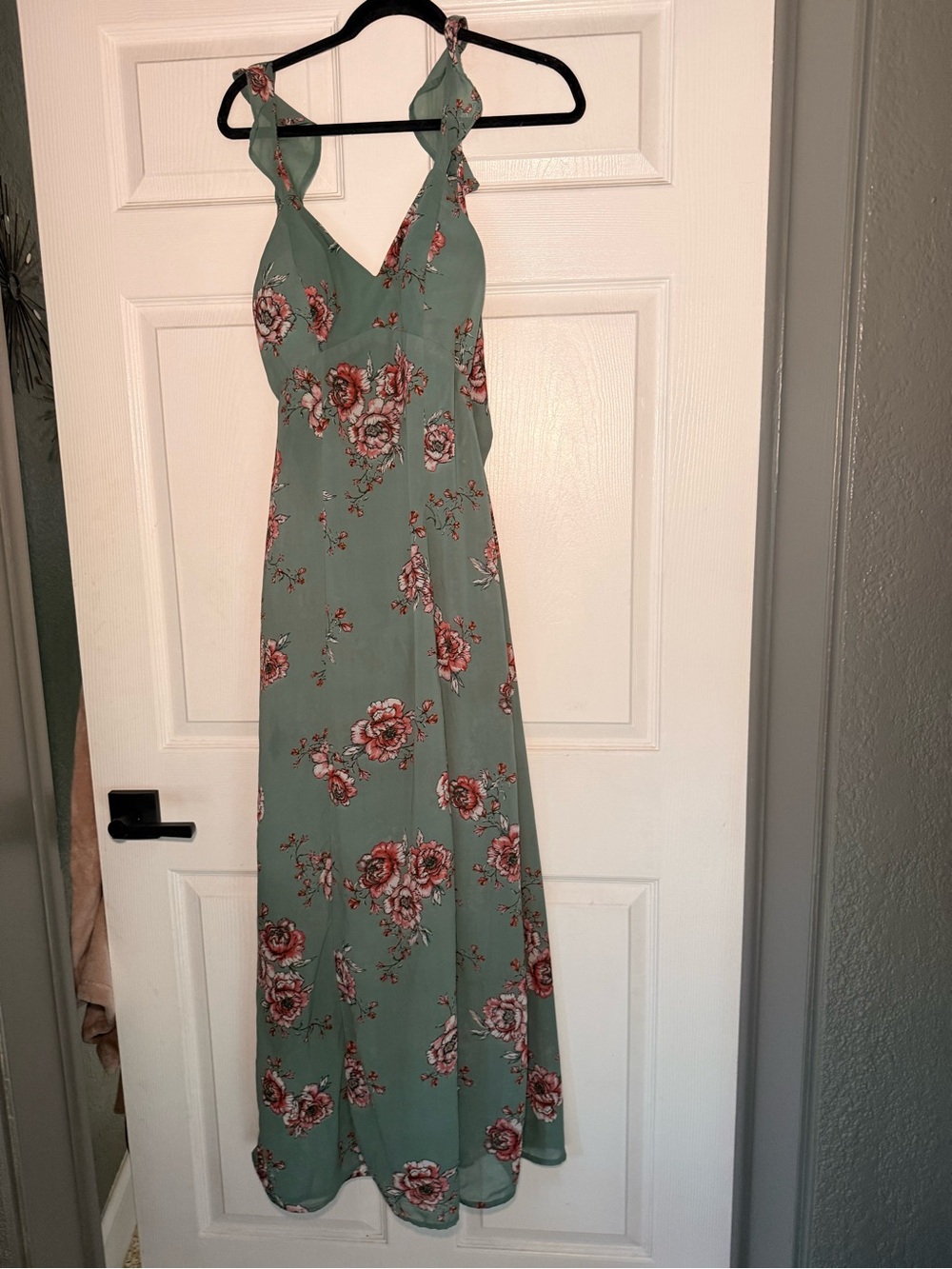 Sage Green Floral Maxi Dress | Romantic Cottagecore Wedding Guest | S